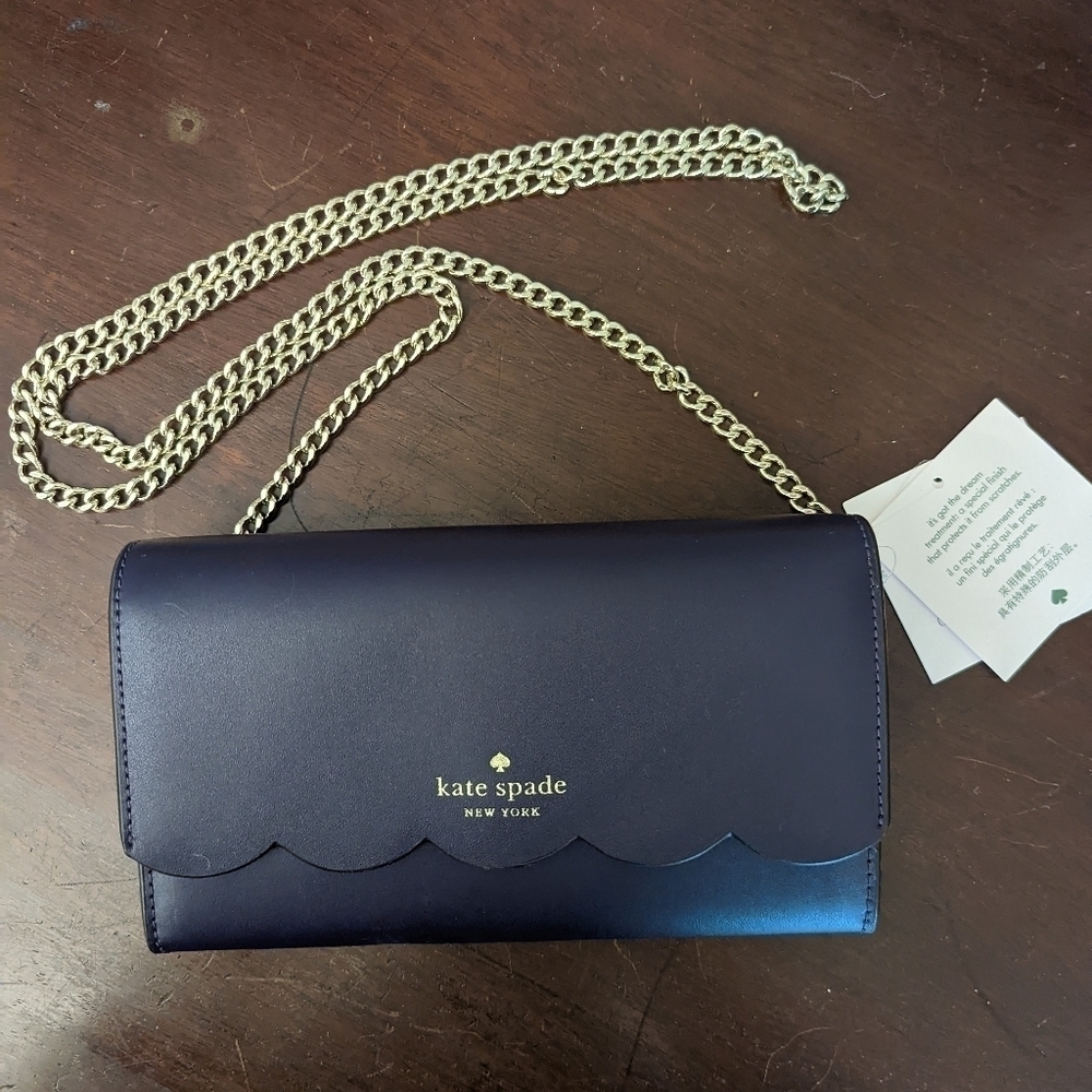 NWT KATE SPADE Wallet on Chain Smooth Leather Handbag Purse